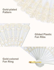 EOSAU Handheld Chinese Folding Fan Hand Fans for Women 5 Mixed Colors