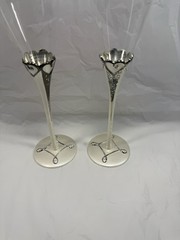 Vintage Crystal Wedding Champagne Goblets for Bride & Groom