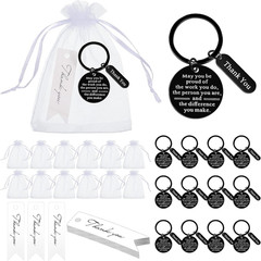 36 Pcs Employee Appreciation Gifts Bulk for Coworkers Keychains Organza Bags wit