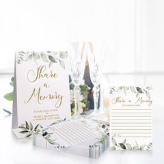 Zonon 51 Pcs Share a Memory Cards and Greenery Seating 4×6 inches, Gold Font