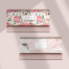 Pink Abstract Non-Dated Spiral Weekly Desk Calendar Planner, 60 Week Inspirat…