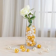 150 Pcs Vase Filler Pearls Gold and White Pearl Beads for Vase No Cream Gold
