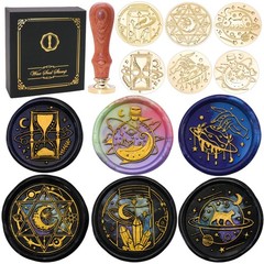 SWANGSA Magic Space Wax Seal Stamp Gift Box Set, Vintage 6 Sealing Stamp Head…