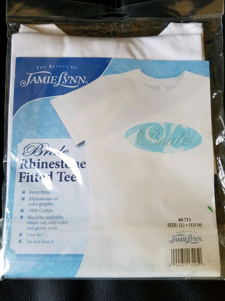 The Beauty Of Jamie Lynn Bride Rhinestone Fitted Tee Woman Size Large