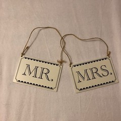 Mr Mrs Chair Signs for Wedding Engagement Party Decor Black & White Hanging