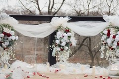 Bridal Hanging Flower Decorations White & Red Roses