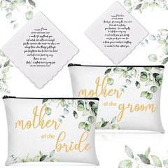 4 Pieces Mother Of The Groom Gifts Cosmetic Bag Wedding Handkerchief Set Mother