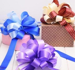 2 PC LARGE SATIN PULL BOW 4″ x 3.5″ party wedding big gift drawstring Holiday
