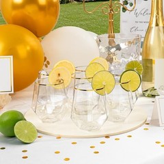 PCS Diamond Stemless Plastic Wine Whiskey Glasses, 12 Oz 40 Clear and Gold
