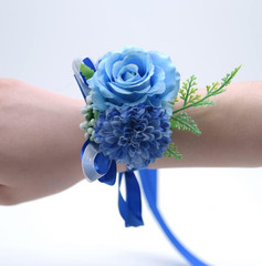 Rose Flower Corsage and Boutonniere Set 2,Handmade Silk Flowers Corsage Wristlet