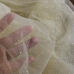 SHAYUAN 60″ x 8 Yards Glitter Tulle Fabric Rolls for Bridal Veil Tutu Champagne