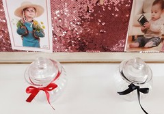 4x300ml Ribbed Glass Multipurpose Jars w Ribbon Airtight Lid Craft Lolly Storage