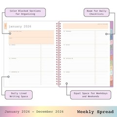 WAAV 2026 Weekly and Monthly Planner Calendar, January 7″ x 9″ Bailey- 2026