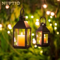 Nuptio Garden Lanterns for Candles, 20cm/7.87in Tall Vintage Small, Black