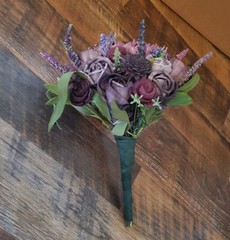 Purple & Plum Sola Wood Wildflower Bridal Bouquet Boutonniere Wedding Flowers