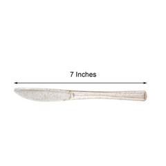 Clear Gold Glittered Dinner Knives Set Disposable Tableware Wedding Party