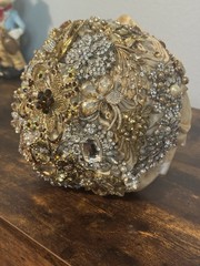 Sparkly Crystal Rhinestones Wedding Bridal Bouquet Brooch Bride Hand Flower 8in