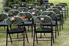 39 Artificial Flower Bundles And 60 Sage Green Chair Sashes