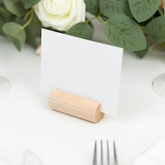 Natural 10 Cylindrical 2″ Wood Place Card Holders Table Number Stands Events