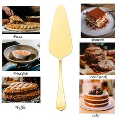 10 PCS Gold Cake Server Pie Holder Transfer Triangular Spade Serrated Edge