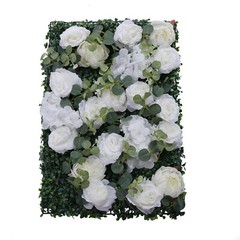6 × Artificial Silk Flower Wall Panels 24 × 16 In White & Green Floral Backdrop