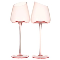 Khen Pink Wine Glasses, Gift | Set of 2 | Rose Blush Colored 18oz Slanted Gla…