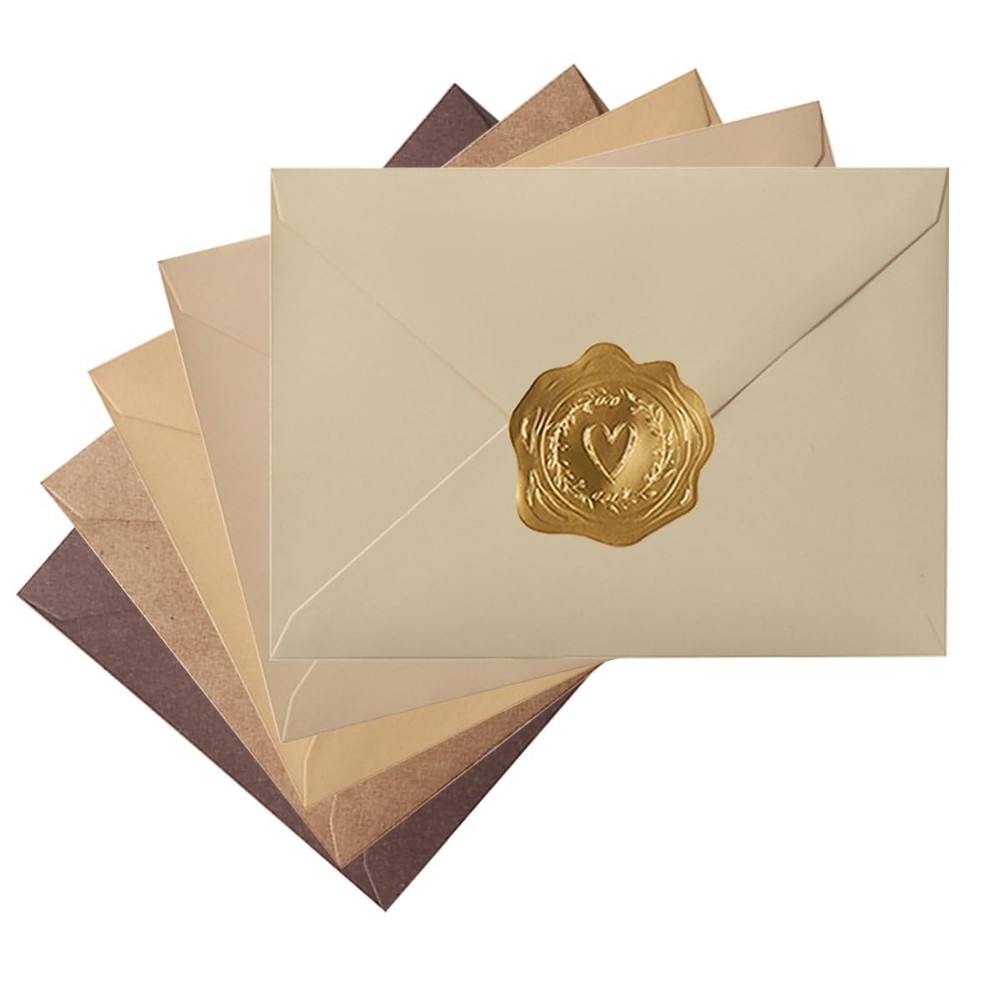 Toperd 50 Pack Colored A6 Invitation Envelopes 6 1/2 x 4 3/4 inches, Brown