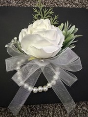Ivory Corsage and Boutonniere Set for Wedding, Prom, Artificial Rose Flower