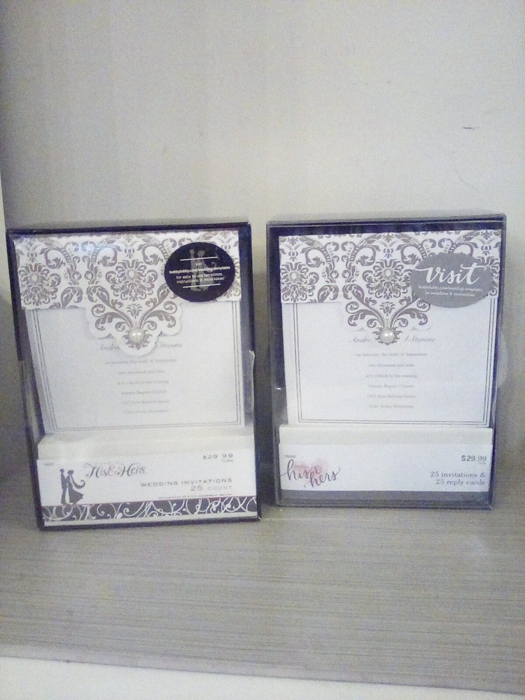 STUDIO HIS & HERS 25 each wedding invitations envelopes reply cards-env 2 boxes