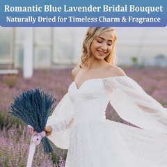 2 Bundles 350 Stems Dried Blue Lavender Flowers, 17″ Dried Lavender