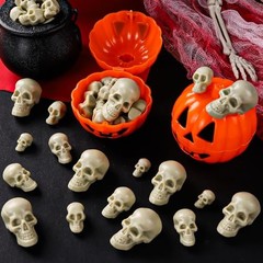 Vellibring 150 PCS Halloween Mini Skull Heads Decoration, 4size Bone Color
