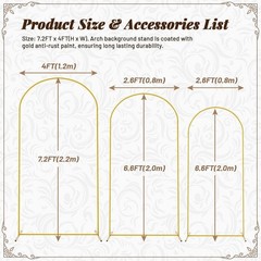 7.2FT, 6.6FT, 6FT Arch Backdrop Stand for Wedding Ceremony Birthday Party Garden