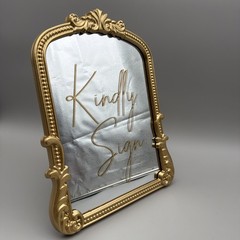 Wedding Guest Book Sign Mirror Frame Ornate Display Events Chic Style 12”x9.5”