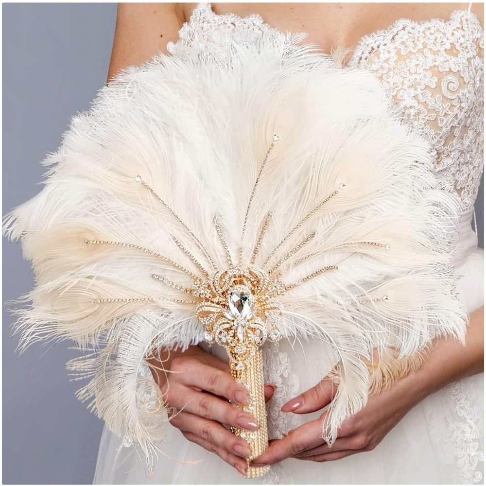 Unique Alternative Bridal Bouquet – Feather Fan Bouquet