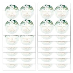 White Floral Thank You for Celebrating with us Stickers | 2 inch | Gold Foil |
