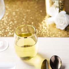 14 oz Clear with Gold Rim Stemless Plastic Wine Glasses Disposable Home supplies