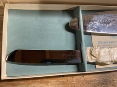 Vintage Kirk Matz Sheffield Bride’s Stainless Steel Cake Knife Set in box, pearl