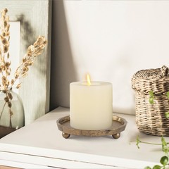 Vintage Cast Iron Pillar Candle Holder Plate, 1 set (1 pc), Brass