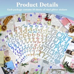 340 Pcs Glitter Letter Symbols Stickers,10 Sheets 2 Inches Self-Adhesive Viny…