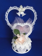 New Vintage Wilton «Wedding Rose» wedding Cake Top with Pink , 103-2263