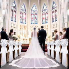 30 Set Large Wedding Pew Bows Wedding Aisle Decorations with 47″ Fabric Tulle Ch