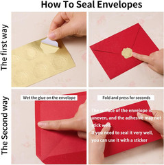 50 Pieces A7 Envelopes 5X7 with Gold Stickers, Rose, Red | Vines Flower Texture