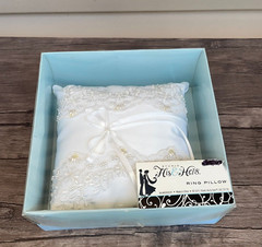Studio His and Hers Wedding Ring Pillow 456434 White Nwt 7 x 7 x 3 Hobby Lobby