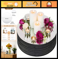 12 Pack 8″ Round Acrylic Mirror Centerpieces for Wedding & Party Decor, 2mm Thic