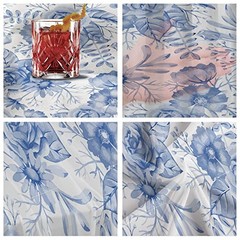 Chiffon Table Runner Floral Pattern Blue and Chinese style9712 27×120 Inch