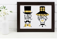 MR & MRS Wedding Couple Newlyweds Wall Art Print UNFRAMED Gift Anniversary Brida
