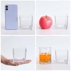 Set of 6 Square Glass Vases 3″ x3″ x 3″, Clear Flower Vases for 3inch