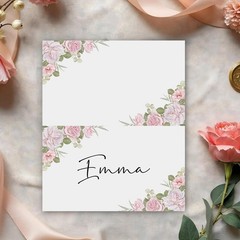 Pink Flower Place Cards Seating Name Banquet Wedding Dinner 25 PCS Set