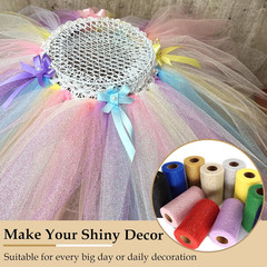 Glitter Tulle Fabric, 6 Inch by 50 Yards (150Ft) Sequin Christmas Tulle Roll for