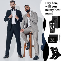 6 Pcs Best Man Gifts Wedding Proposal Gift for Best Man Groomsman 17Oz Office Cu